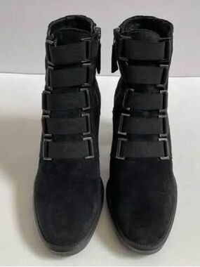 Aquatalia Indira Weatherproof Suede Booties Black Sz 10